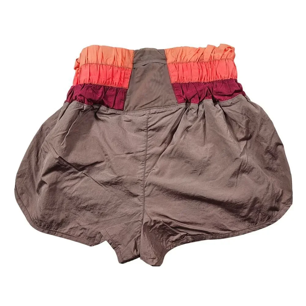 Free people way home shorts high rise elastic waist back pocket lined S purple